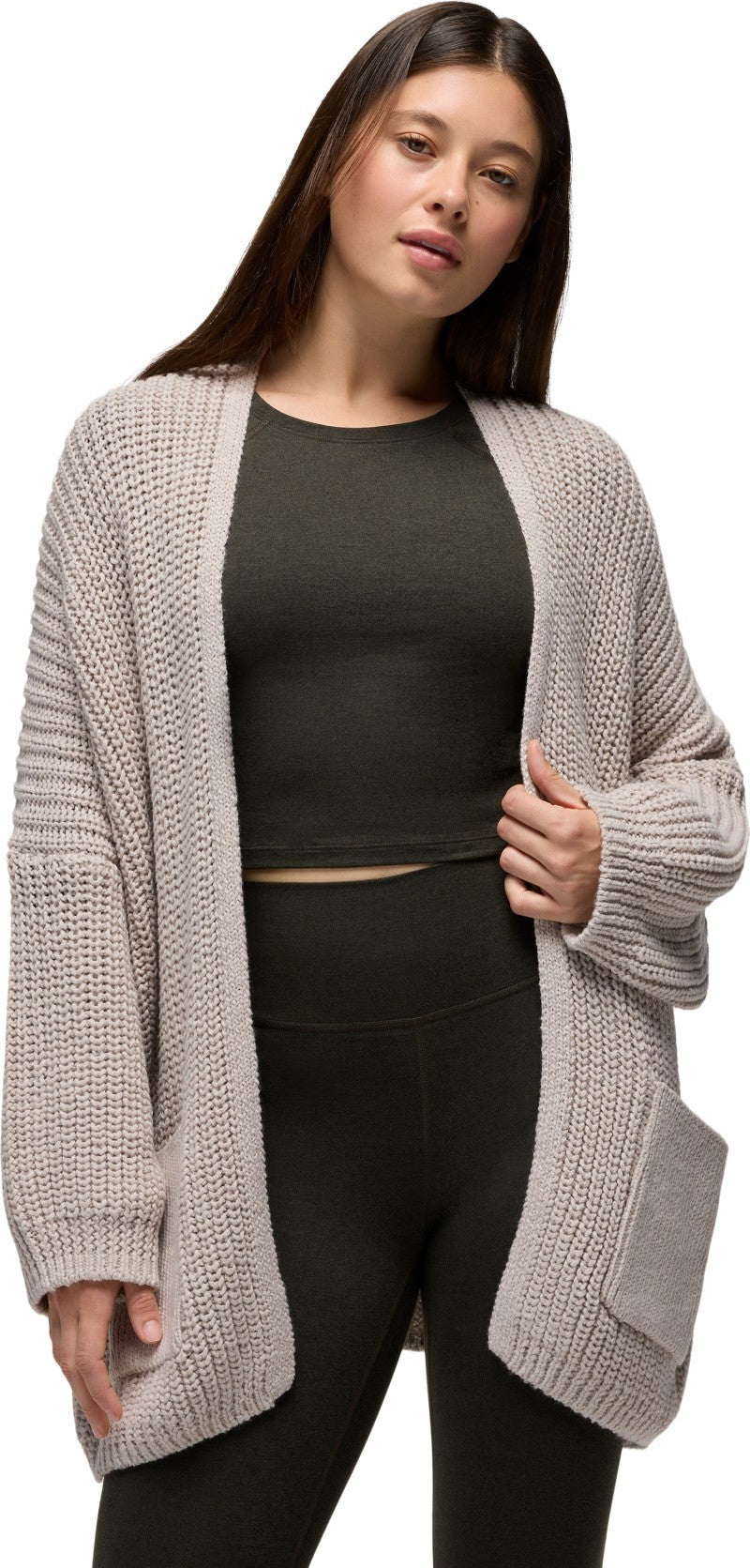 Sunday River Long Cardigan - Womens - almond 1