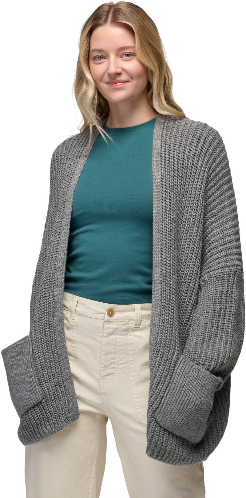 Sunday River Long Cardigan - Womens - heather grey 1