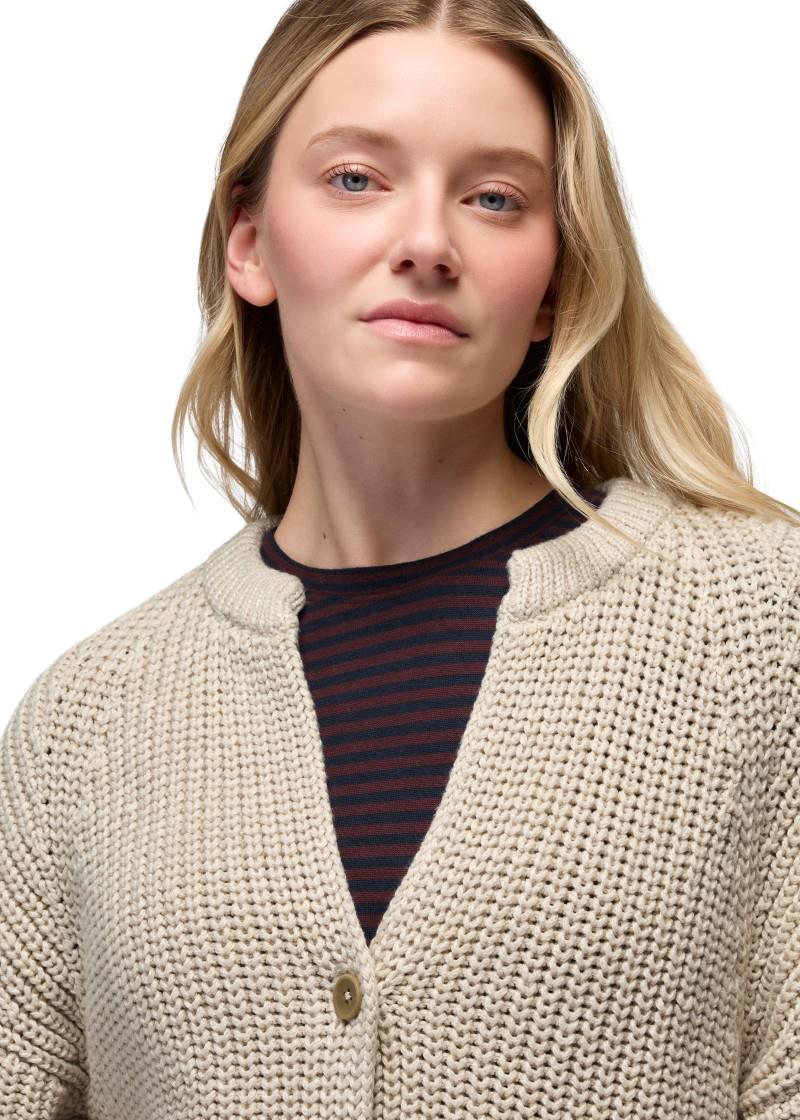 Sunday River Short Cardigan - Womens - beach pebble 1