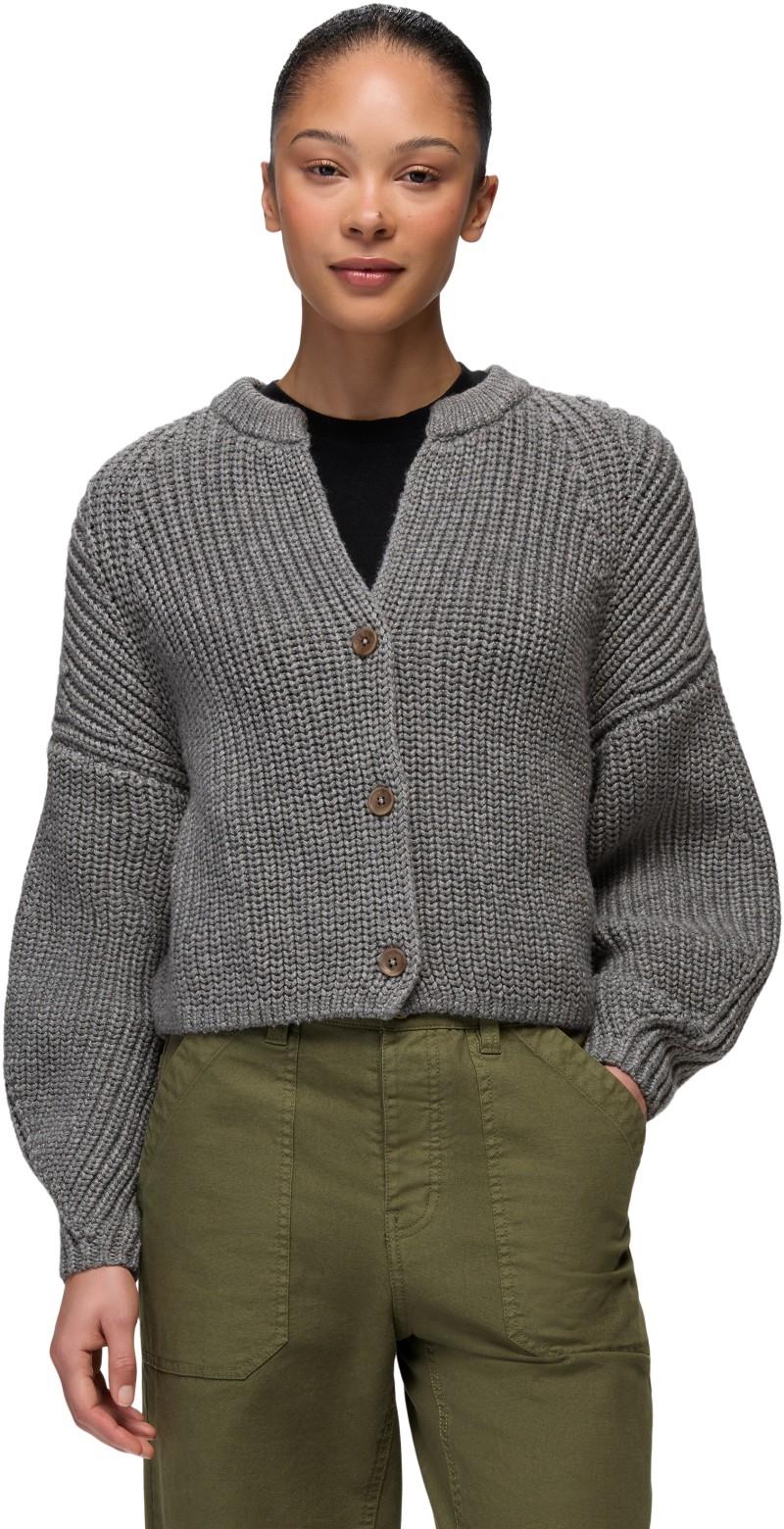 Sunday River Short Cardigan - Womens - heather grey 1