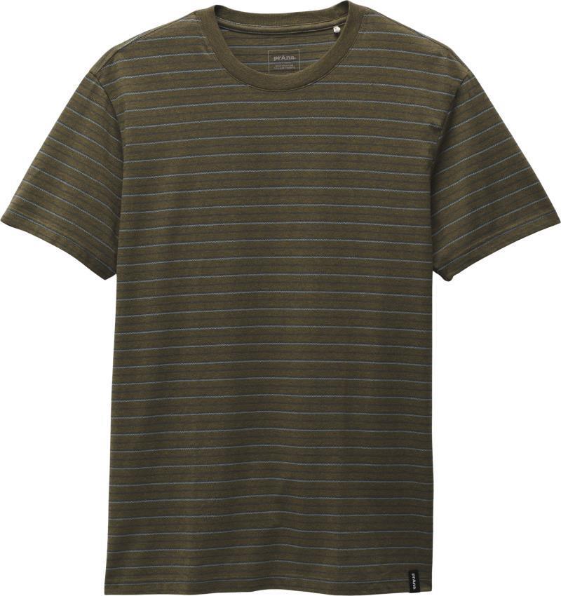 prAna Crew T-Shirt - Mens - Cargo Green Stripe 1