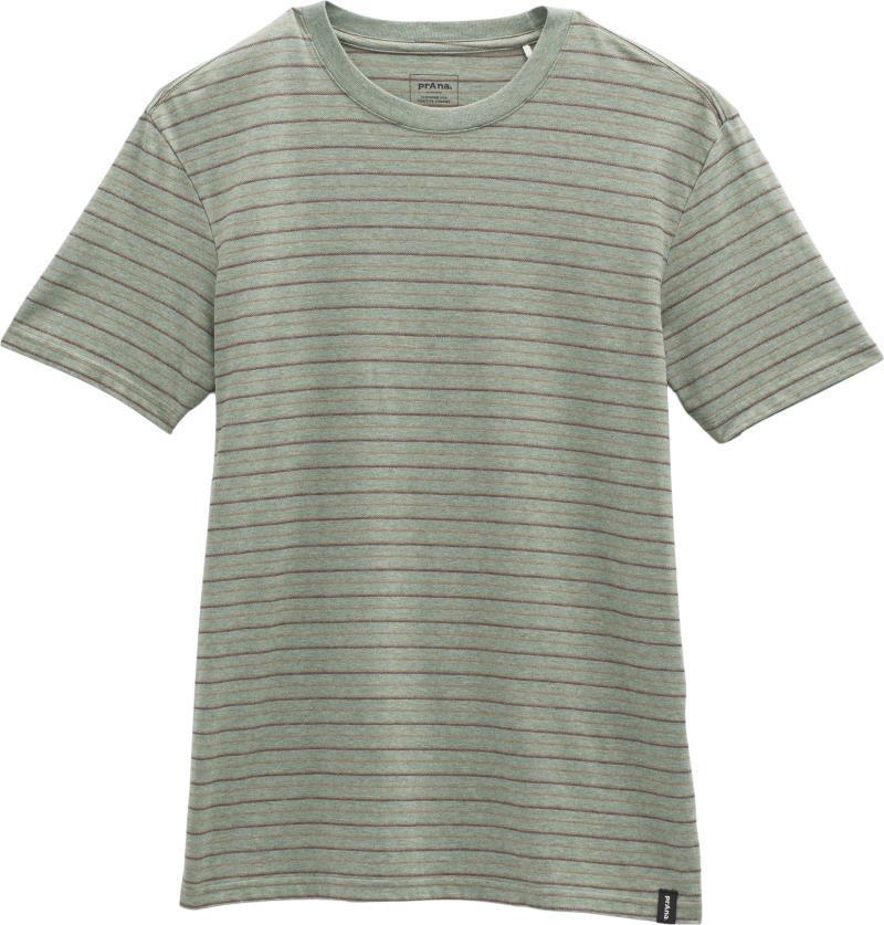 prAna Crew T-Shirt - Mens - Mineral Green Stripe 1