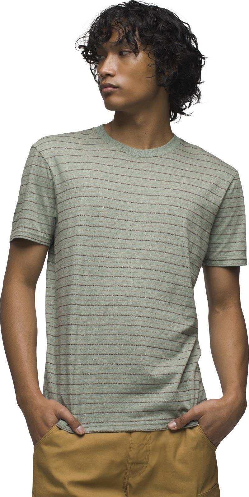 prAna Crew T-Shirt - Mens - Mineral Green Stripe 2