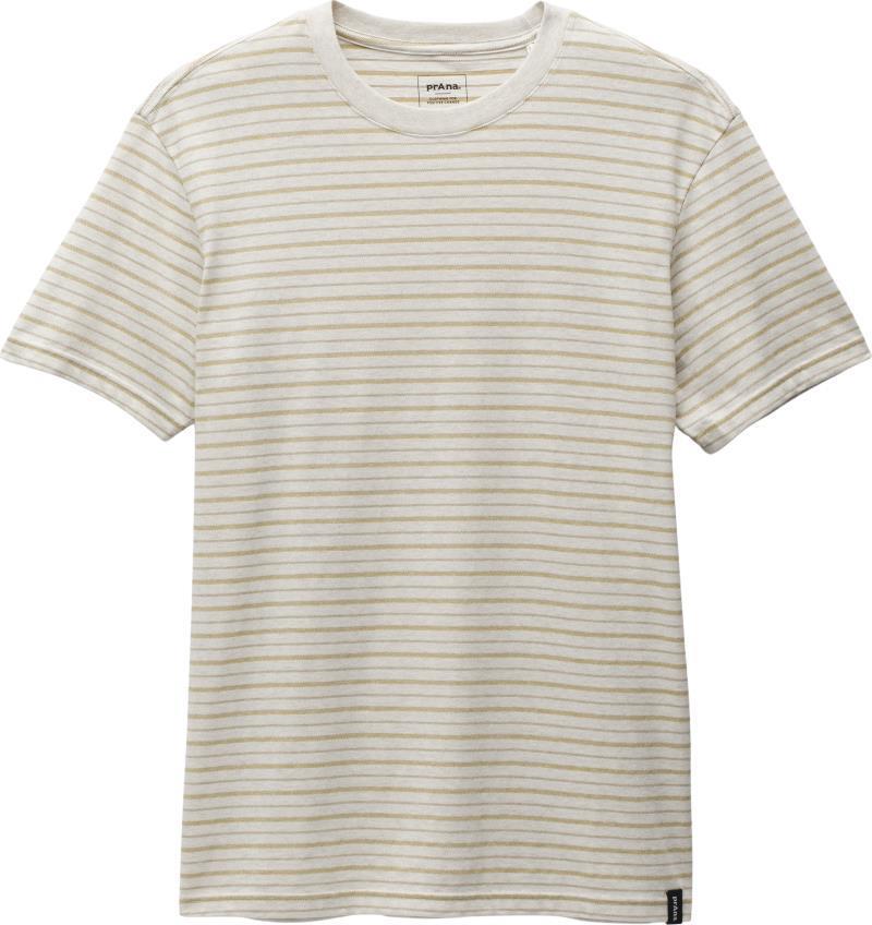 prAna Crew T-Shirt - Mens - Oatmeal Stripe 1