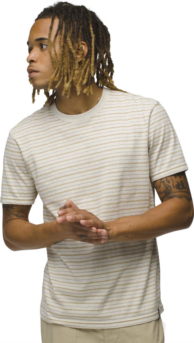 prAna Crew T-Shirt - Mens - Oatmeal Stripe 2