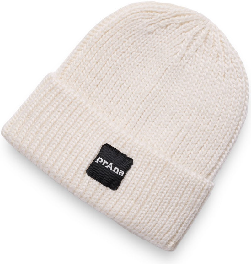 prAna Logo Beanie - soft white 1