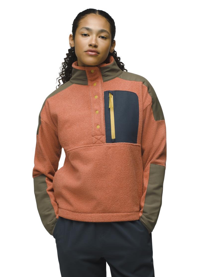 prAna Peak Snap Up Fleece - Womens - Terracotta / Slate Green 2