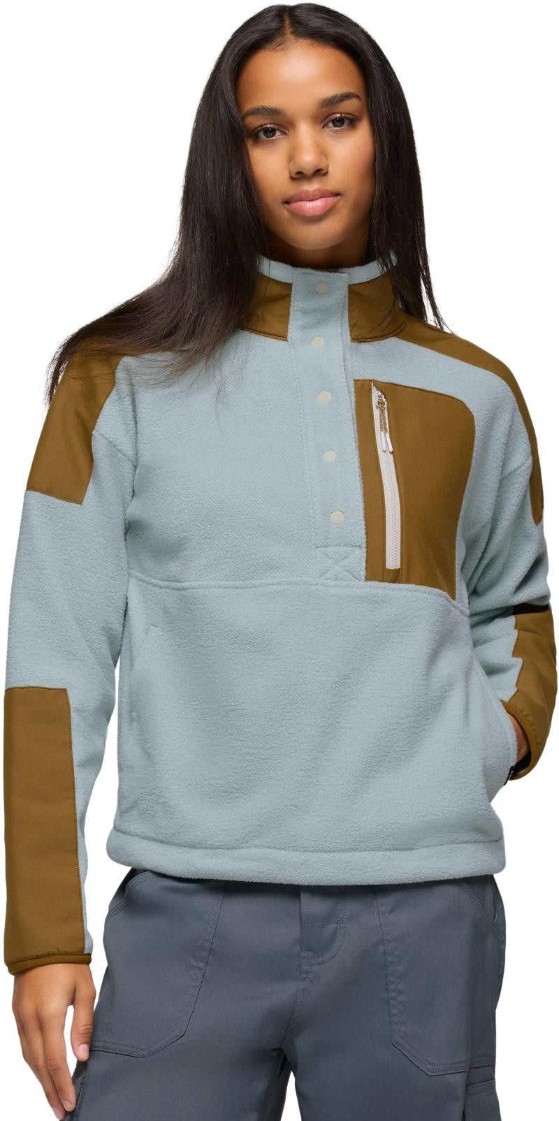 prAna Peak Snap Up Fleece - Womens - saltwater / retro olive 1