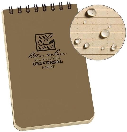 All-Weather Top Spiral Notebook 3x5 - tan 1