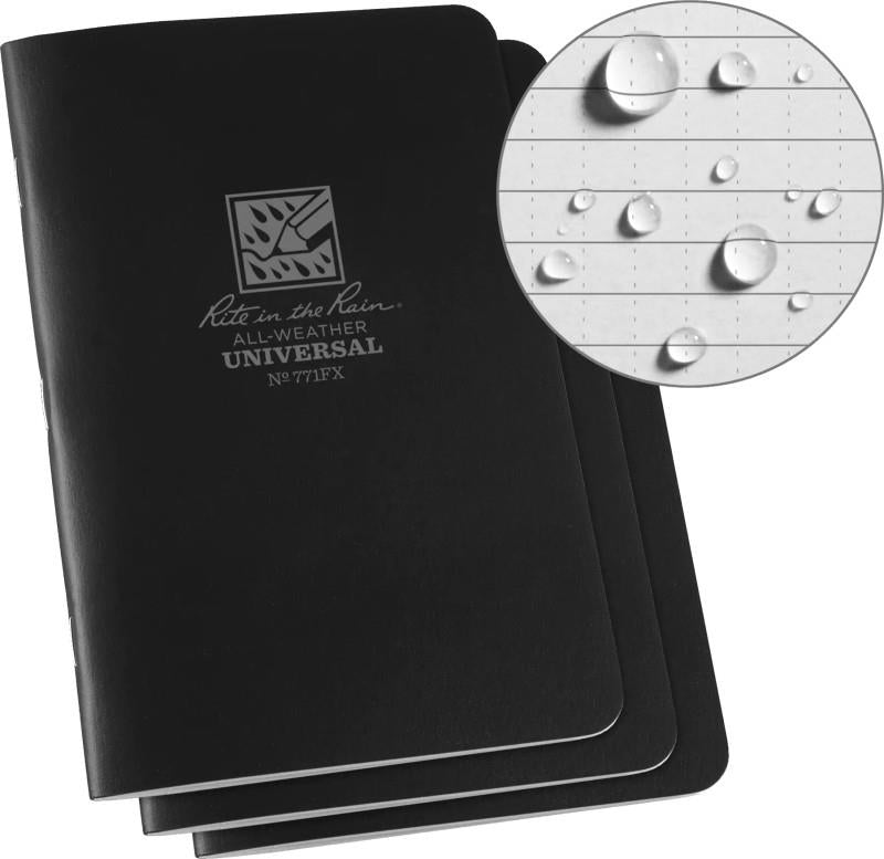 Field Flex, Stapled Notebooks, 4 5/8`` x 7", Universal - 3 Pack - black 1