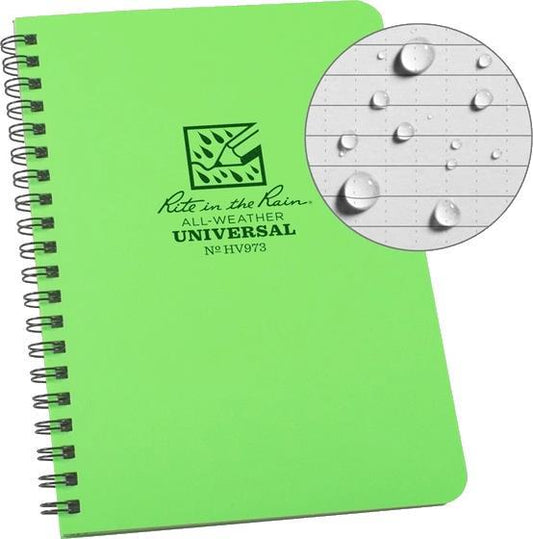 Side Spiral Notebook - 4.875" x 7" - Universal - Hi-Vis Green 1