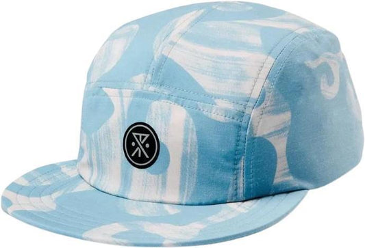 Batik Camper 5 Panel Hat - aqua blue 1