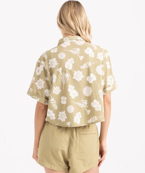 Bless Up Camp SS Woven - Womens - dusty olive 1
