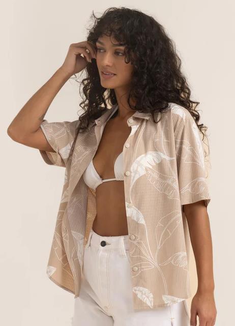 Bless Up Stretch Shirt - Womens - Stone 4