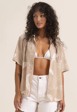 Bless Up Stretch Shirt - Womens - Stone 5