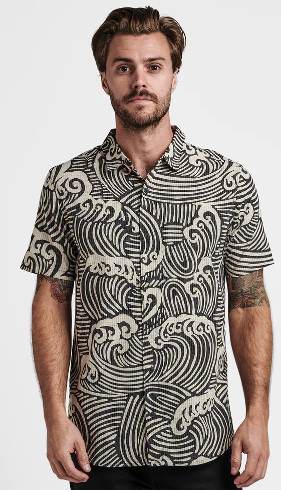 Bless Up Woven Shirt - Mens - black wave 1