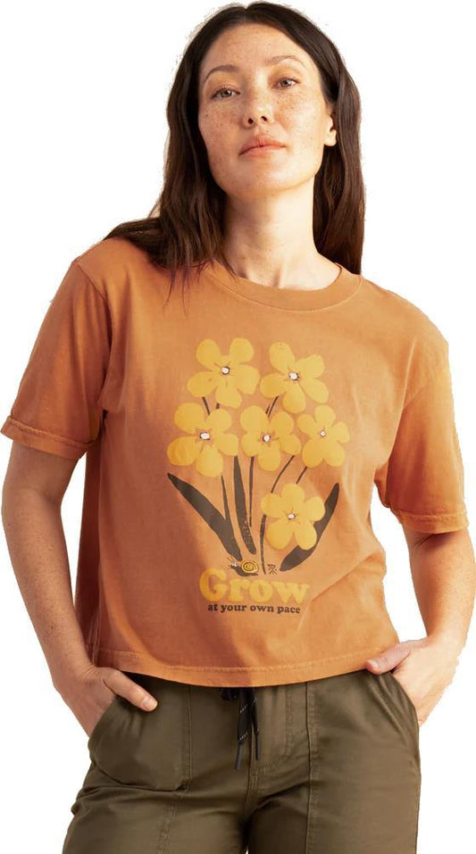 Bloom Boxy Crop Tee - Womens - marigold 1