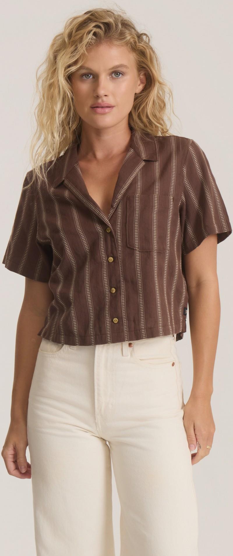 Crosswinds Camp Woven SS - Womens - coco bean 1