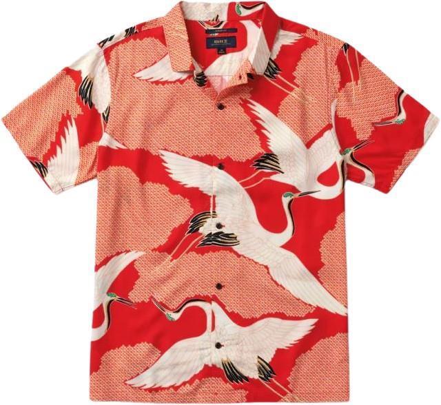 Gonzo Camp Collar Woven SS - Mens - Hoffman Bright Red Vintage Crane 1