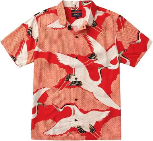 Gonzo Camp Collar Woven SS - Mens - Hoffman Bright Red Vintage Crane 1