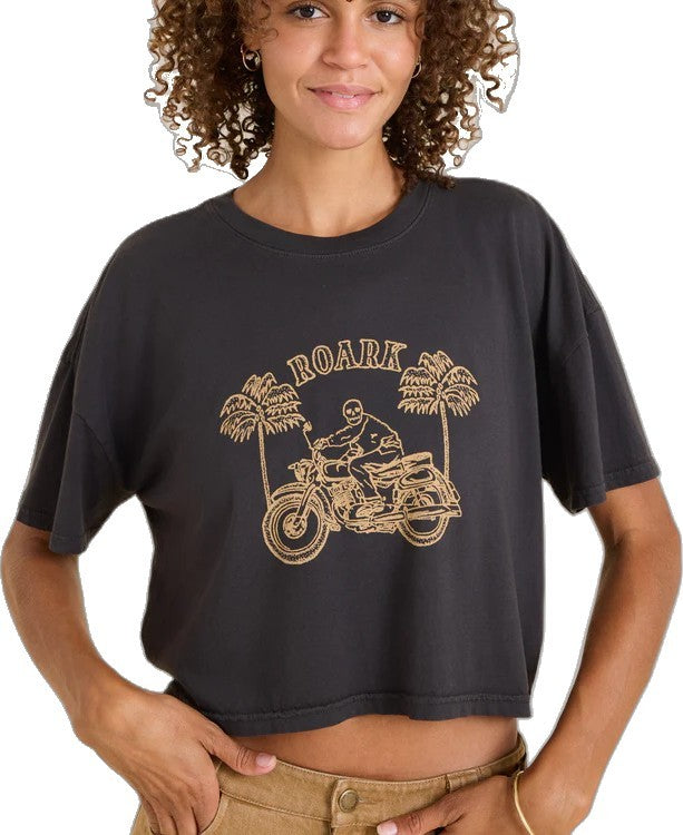 Moto Skele Boxy Crop - faded black 1