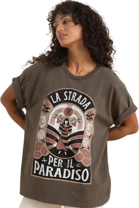Road to Paradise Oversized Tee - Womens - Mocha 1