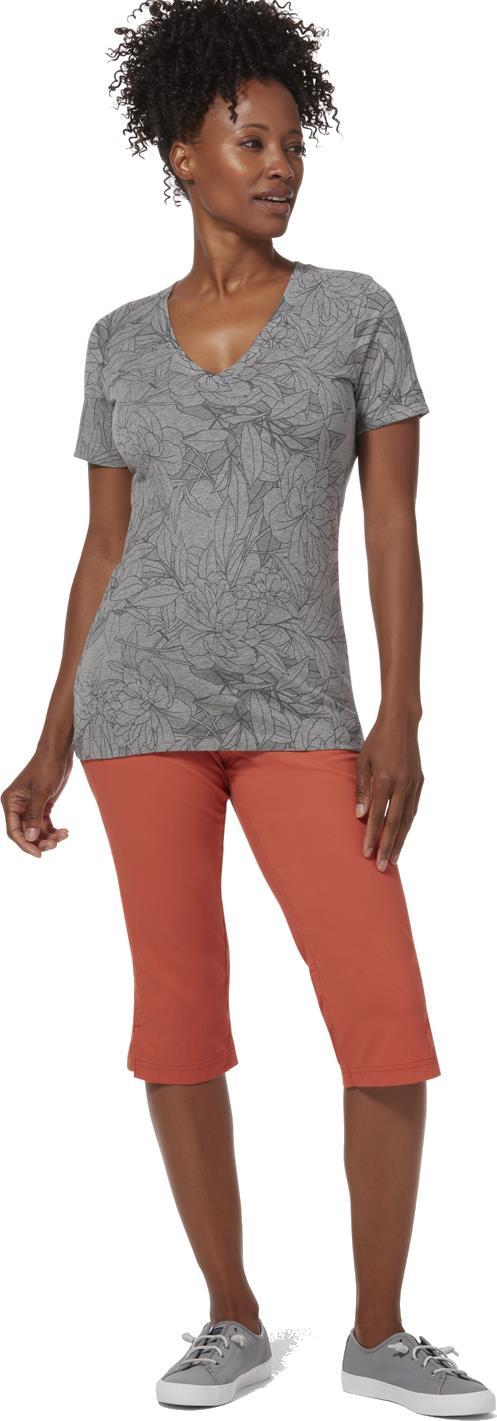 All Over Floral V-Neck SS - Womens - light grey heather 1