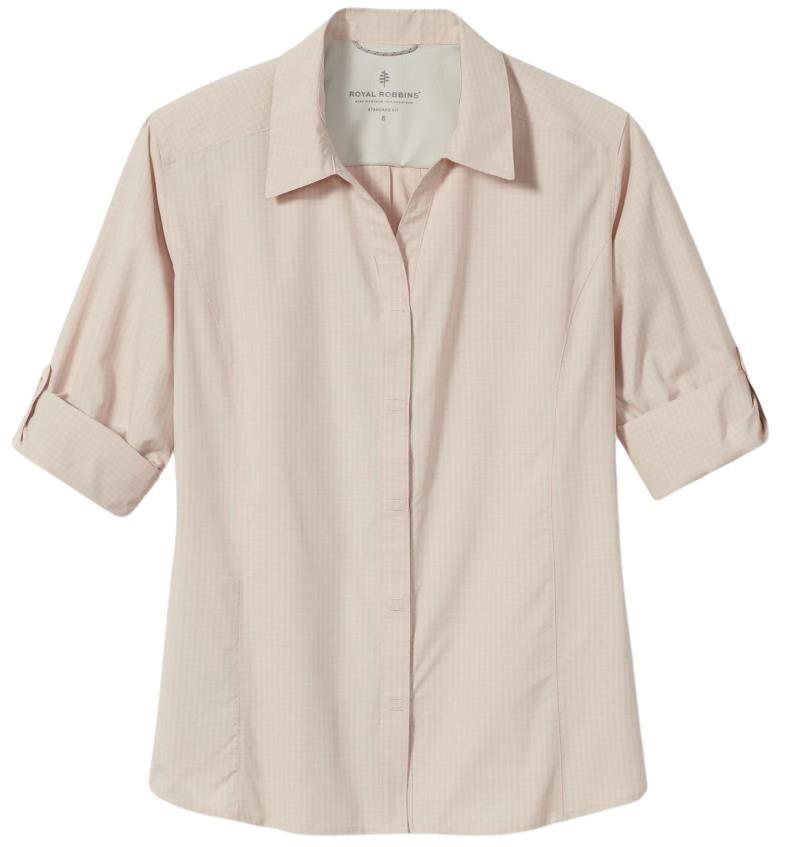 Expedition II Print 3/4 Sleeve - Womens - evening sand ex check 1