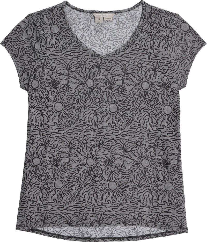 Featherweight Tee - Womens - charcoal heather sunburst print 1
