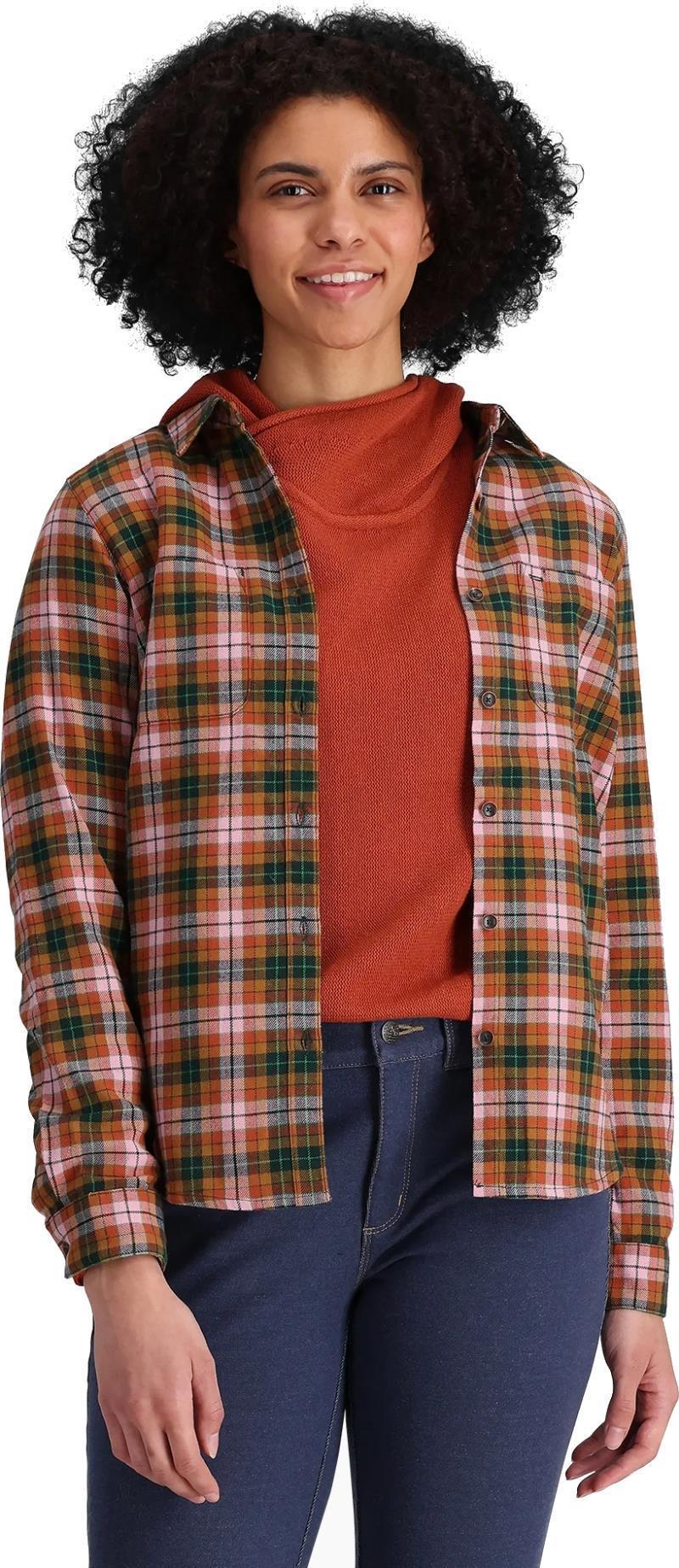 Lieback Organic Cotton Flannel LS - Womens - Baked Clay Wildwood Plaid 2