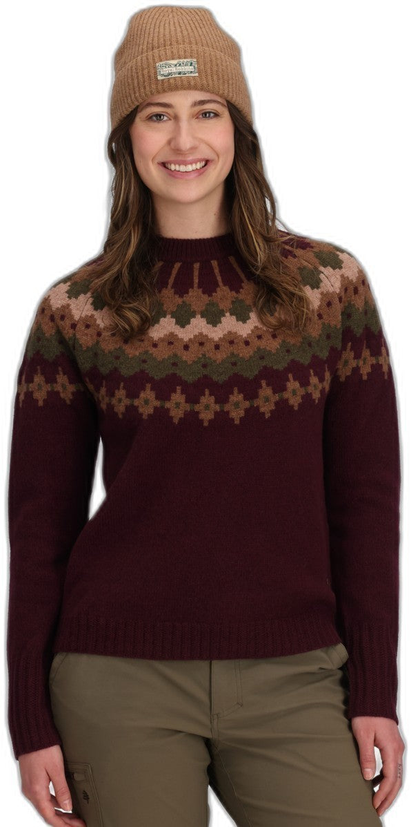 Rockcraft Wool Crew - Womens - loganberry heather snowcreek print 1