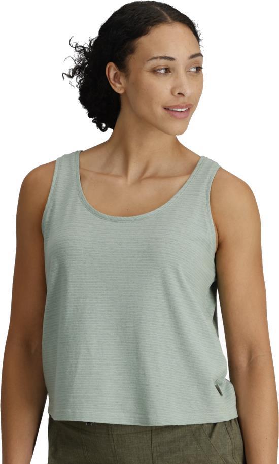 Vacationer Boxy Tank - Womens - sage leaf stripe 1
