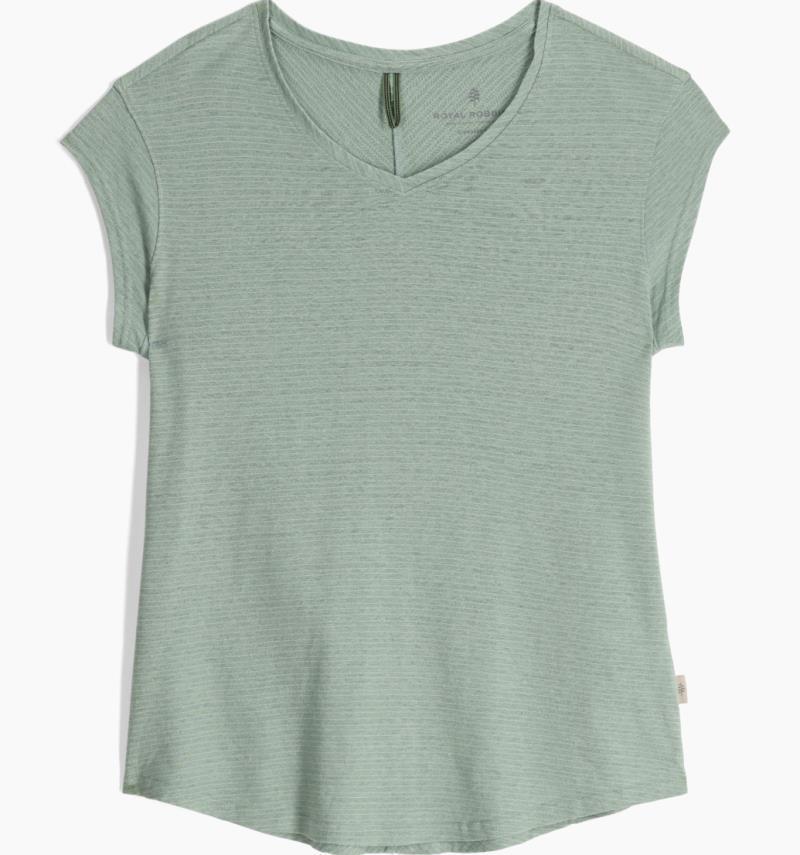 Vacationer V-Neck SS - Womens - safe leaf stripe 1