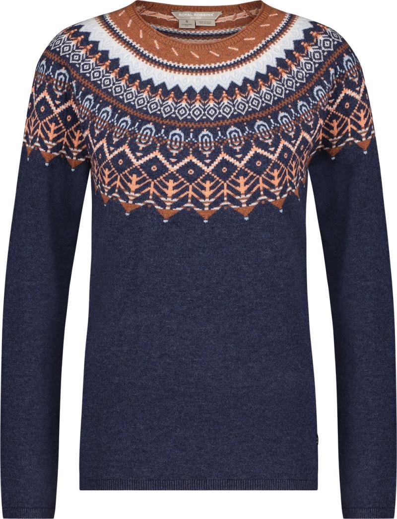 Westlands Fairisle Crew - Womens - Deep Blue Mariposa Print 1