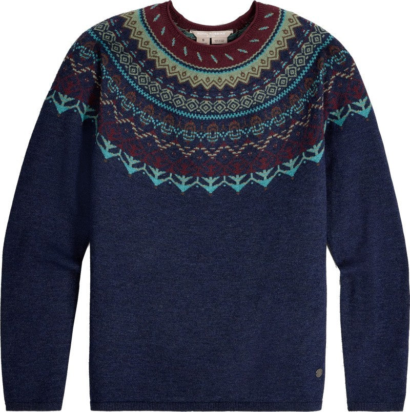 Westlands Fairisle Crew - Womens - deep blue heather monarch print 1