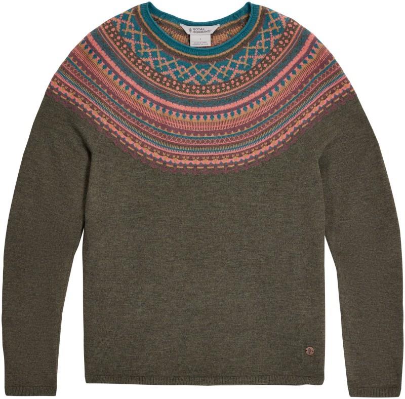Westlands Fairisle Crew - Womens - everglade heather manzanita print 1