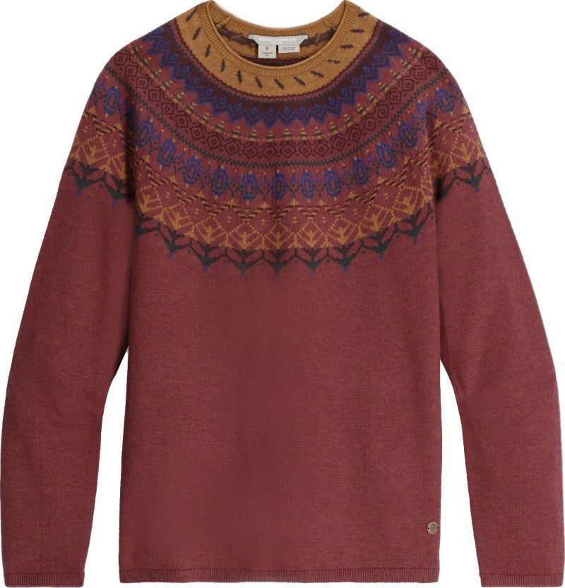 Westlands Fairisle Crew - Womens - wild rhubarb heather monarch print 1