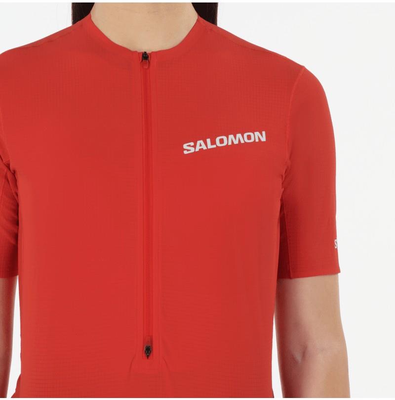 S/Lab Zip SS Tee - Womens - fiery red 1