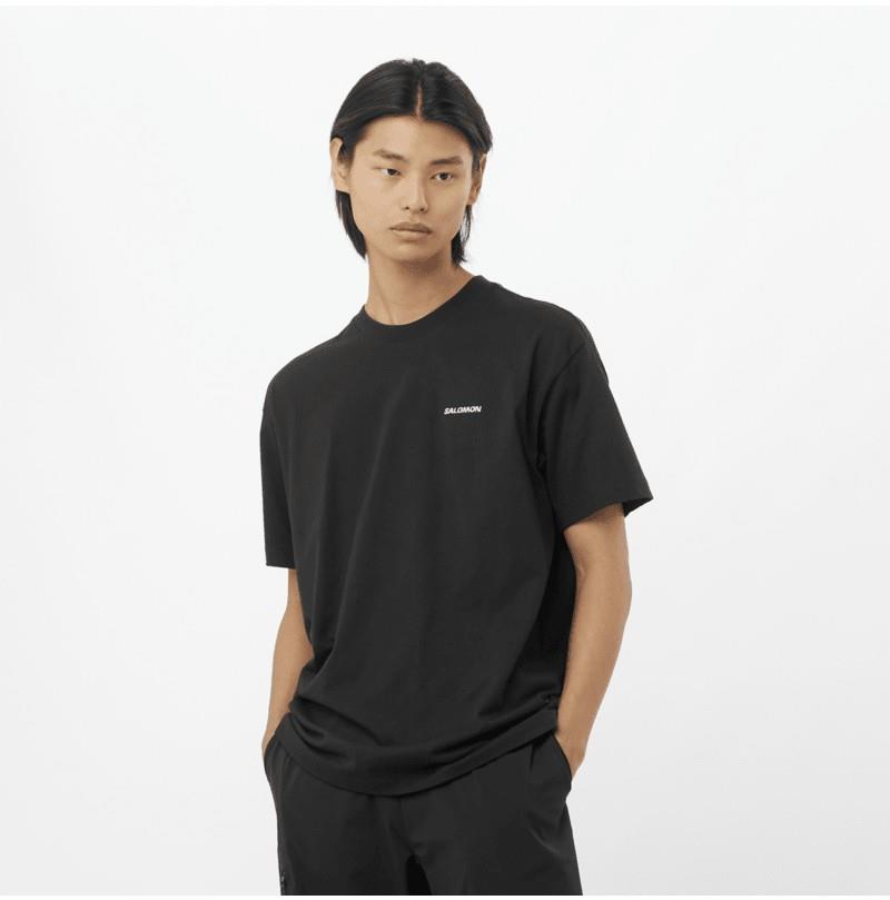 Salomon Chest Logo Tee - Mens - deep black 1