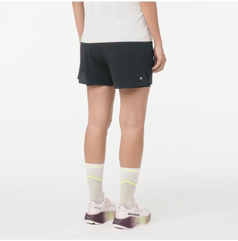 Sense Aero 2-in-1 Shorts, 4" Inseam - Womens - deep black / reflective charcoal gray 1