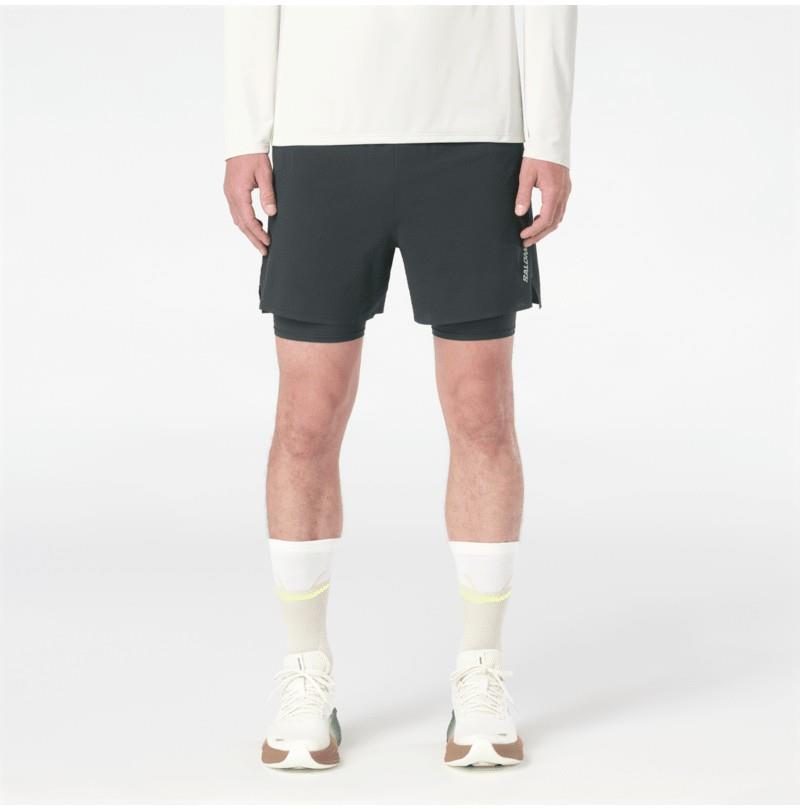 Sense Aero 2-in-1 Shorts, 5" Inseam - Mens - deep black / reflective charcoal gray 1