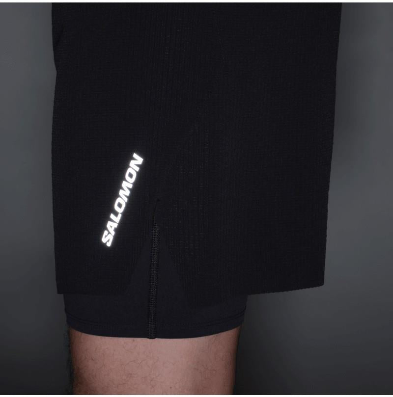 Sense Aero 2-in-1 Shorts, 5" Inseam - Mens - deep black / reflective charcoal gray 1