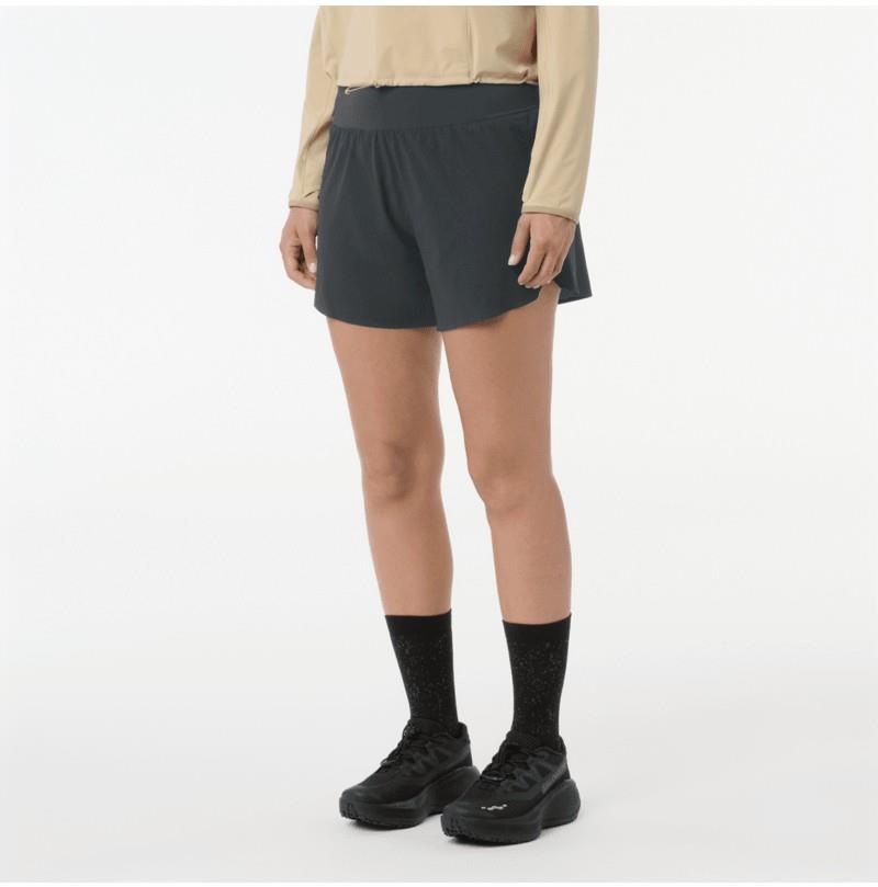 Sense Aero Split Shorts, 3" Inseam - Womens - deep black / reflective light gray 1