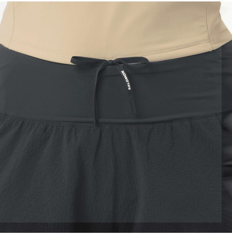 Sense Aero Split Shorts, 3" Inseam - Womens - deep black / reflective light gray 1