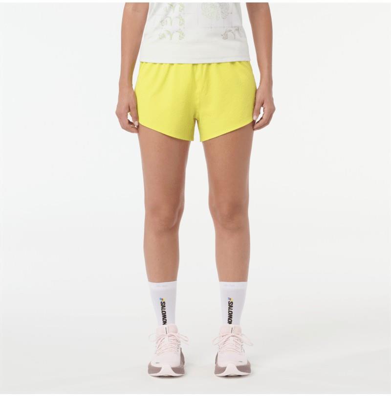 Sense Aero Split Shorts, 3" Inseam - Womens - lime 1