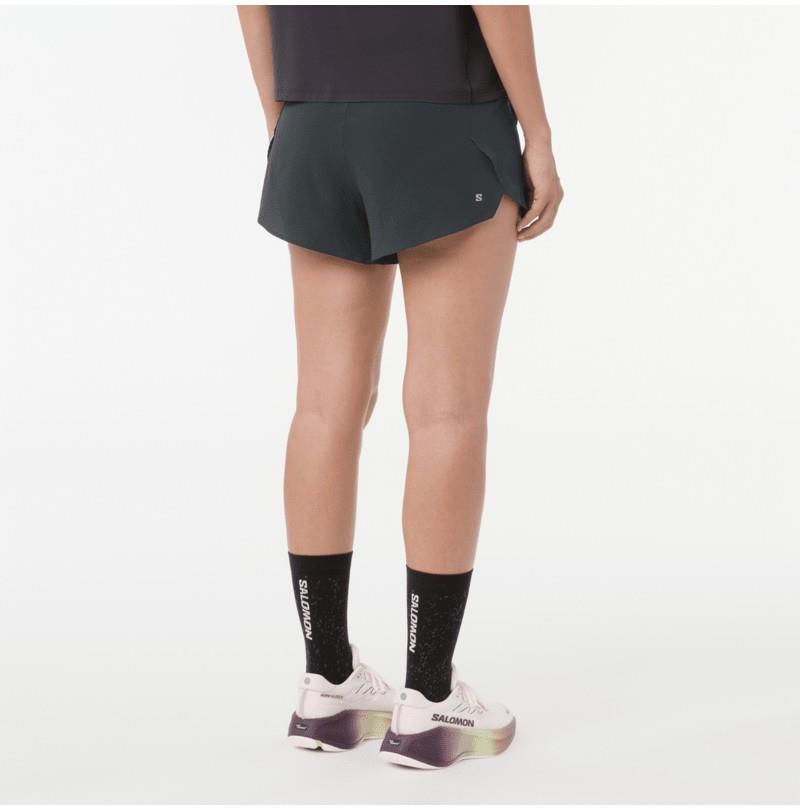 Sense Aero Stow Shorts, 4" Inseam - Womens - deep black / reflective light gray 1