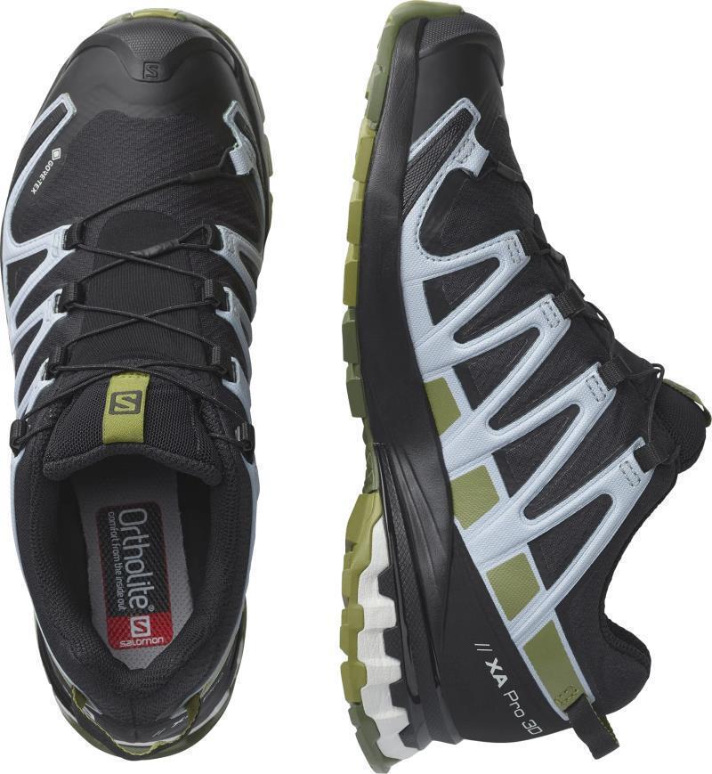 XA Pro 3D V8 GTX - Womens - Black / Green Moss / Zen Blue 4
