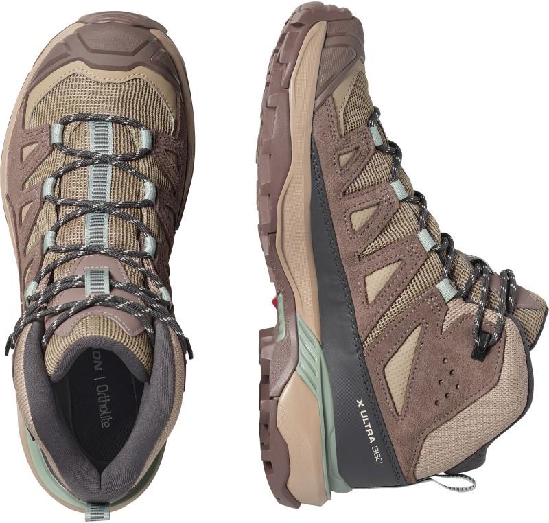 X Ultra 360 Leather Mid GTX - Womens - desert tan / iron / green milieu 1