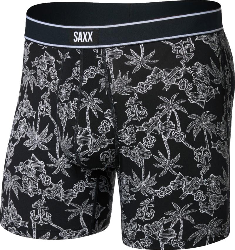 Daytripper Comfort Stretch Boxer Briefs w/ Fly, 5" Inseam - Mens - tropical tattoo-black 1