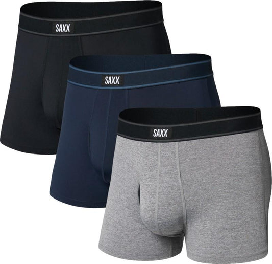 Daytripper Comfort Stretch Trunks w/ Fly - Mens - 3 Pack - black / grey / navy 1